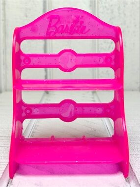 Mattel Barbie Doll Shoe Storage Rack Hot Pink W/Glitter 2020 Plastic Shelf 3.25”